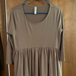 Zenana army green long sleeve baby doll shirt